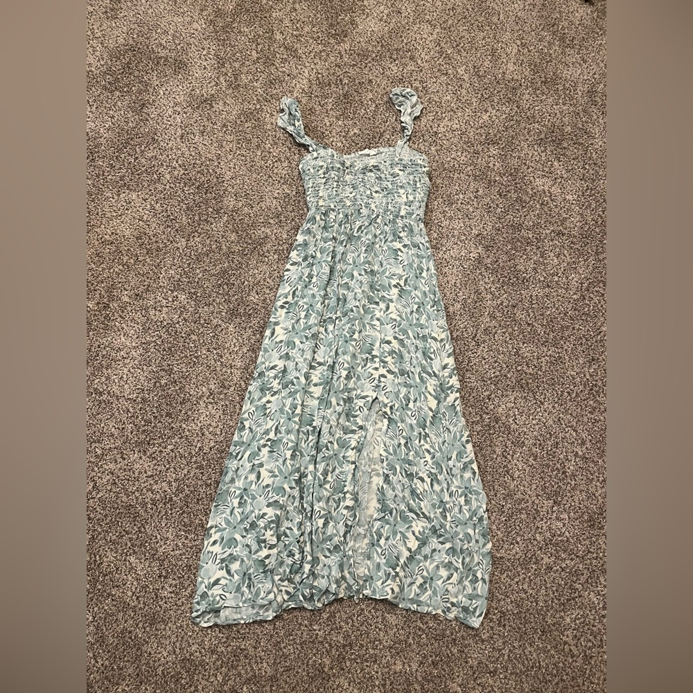 Lush green and White Floral Maxi Dress